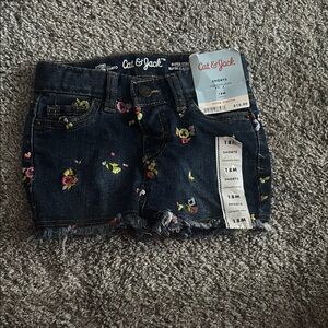 Cat & Jack Dark Blue Floral Embroidered Jean Shorts